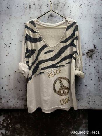 Camiseta-Peace-love-beige