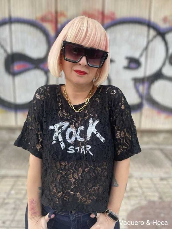 Nock-The-Brand-Camiseta-Rock-Star-Encaje-Negra